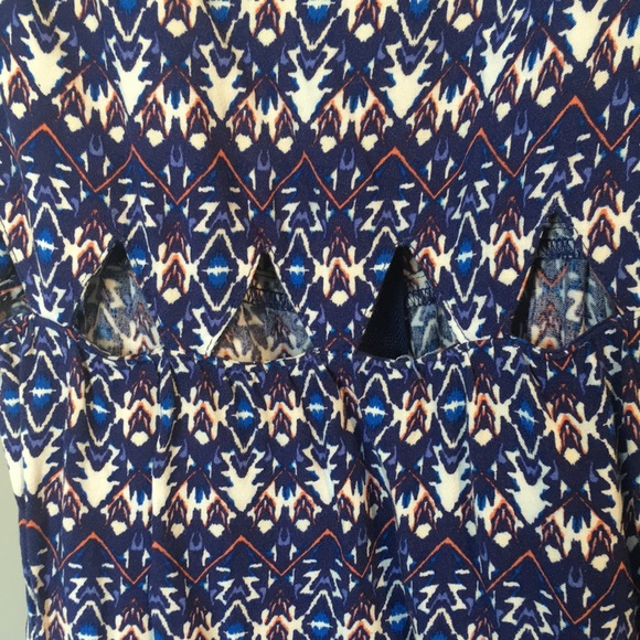 spaghetti strap dress - blue and white with orange - Picture 6 of 7